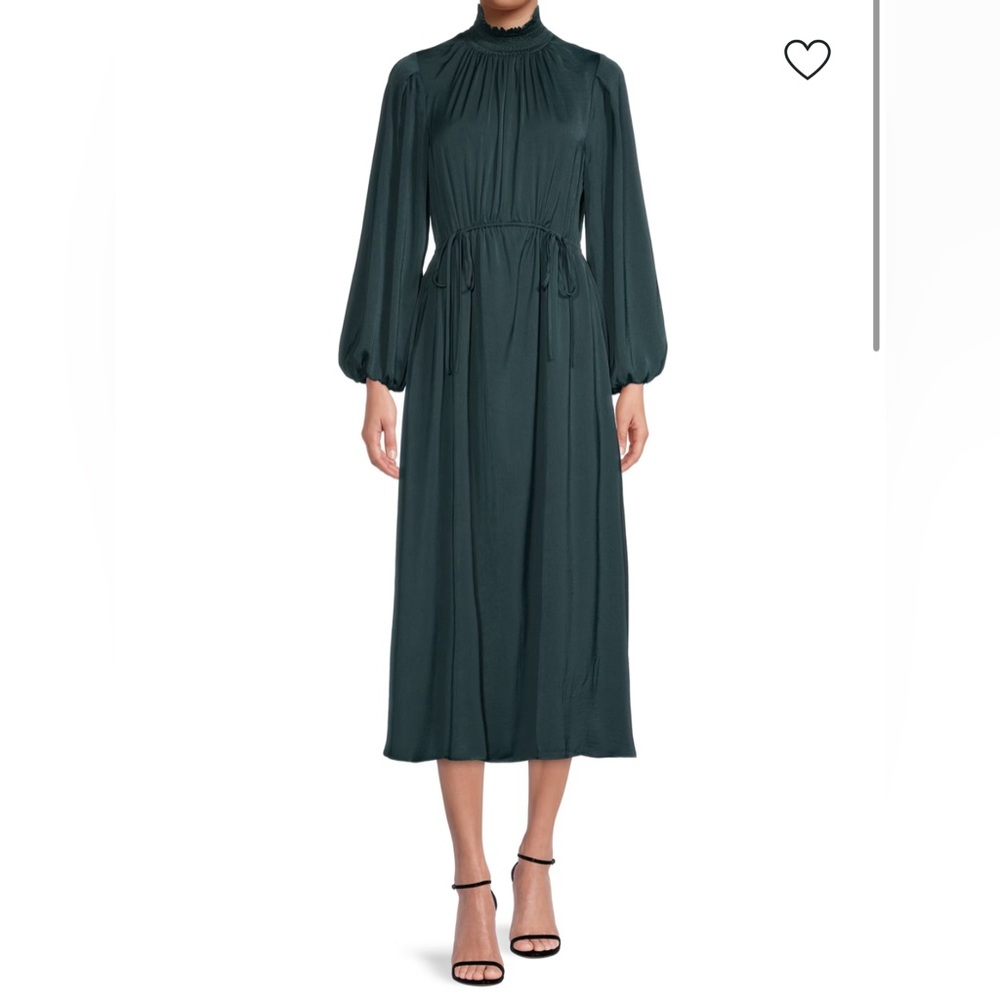 Kobe Halperin Roseanne Dress Pine Green Maxi XXL Long‎ Sleeve Stretchy